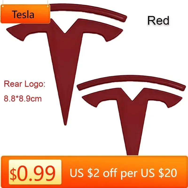 Samolepka na auto Tesla 2 ks 3D ABS Černý Chrom Červený Karbonový Znak na přední kapotu auta Samolepka se znakem na zadní kufr Pro Tesla 3 Y Dekály Příslušenství