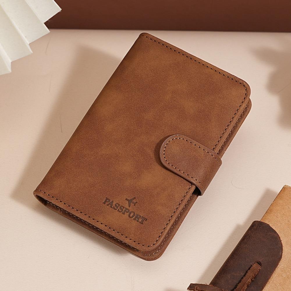 

New Leather Passport Bag Solid Color Multi-function Passport Holder Ticket Passport Covers Men Women коричневий