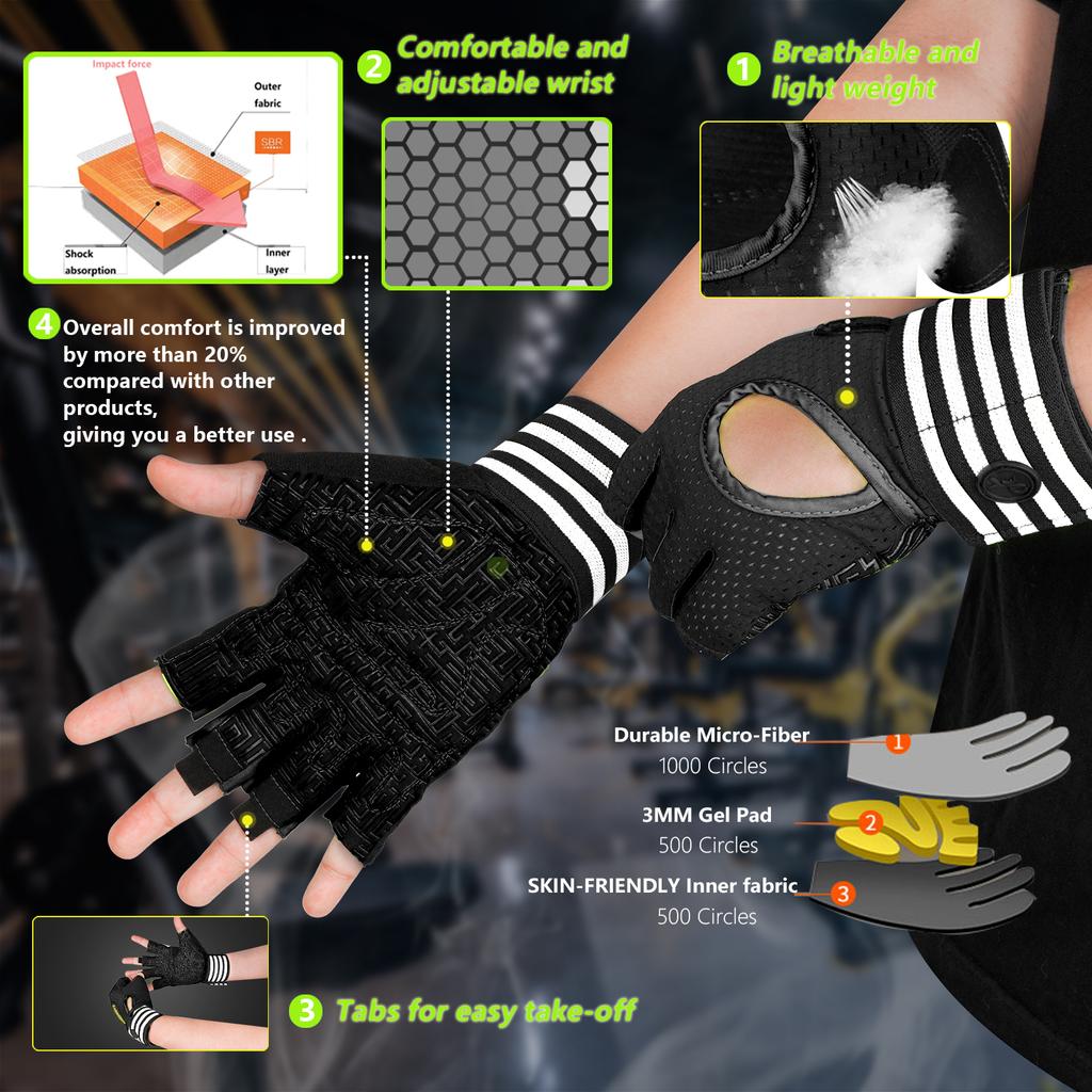 Guanti da Fitness Traspiranti Antiscivolo Allenamento di Forza Allenamento Fitness Sollevamento Pesi Guanti per Trazioni Sollevamento Pesi