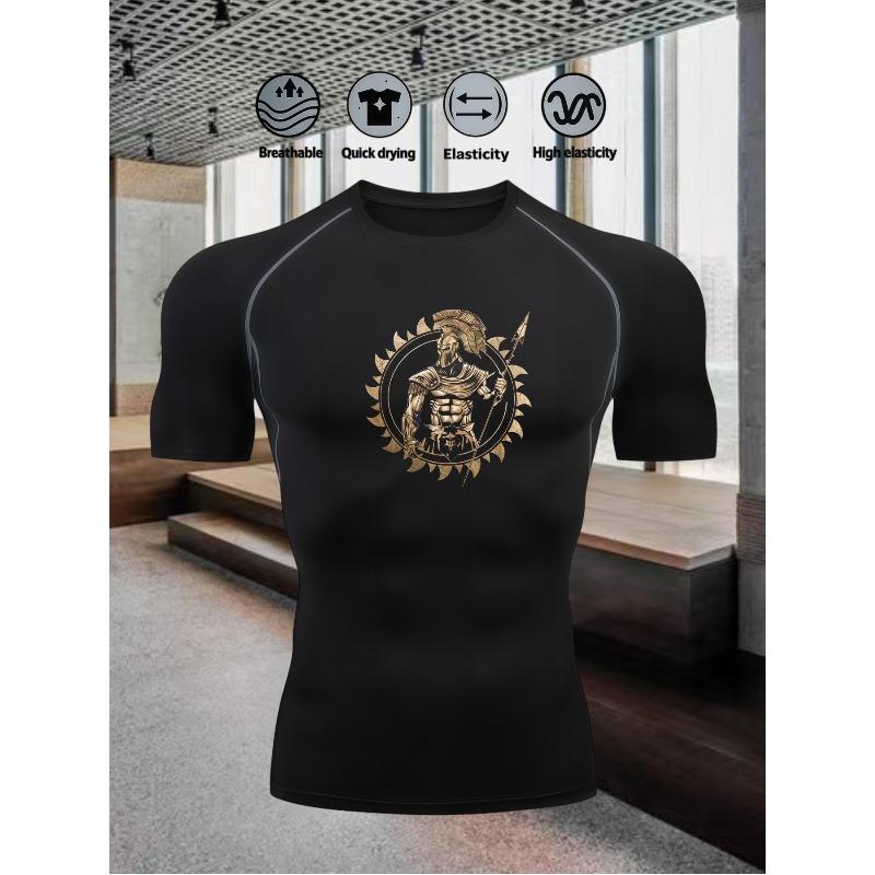 Men's Short Sleeve Compression T-Shirt Breathable Elastic Ancient Greek/Strength Training Style Top