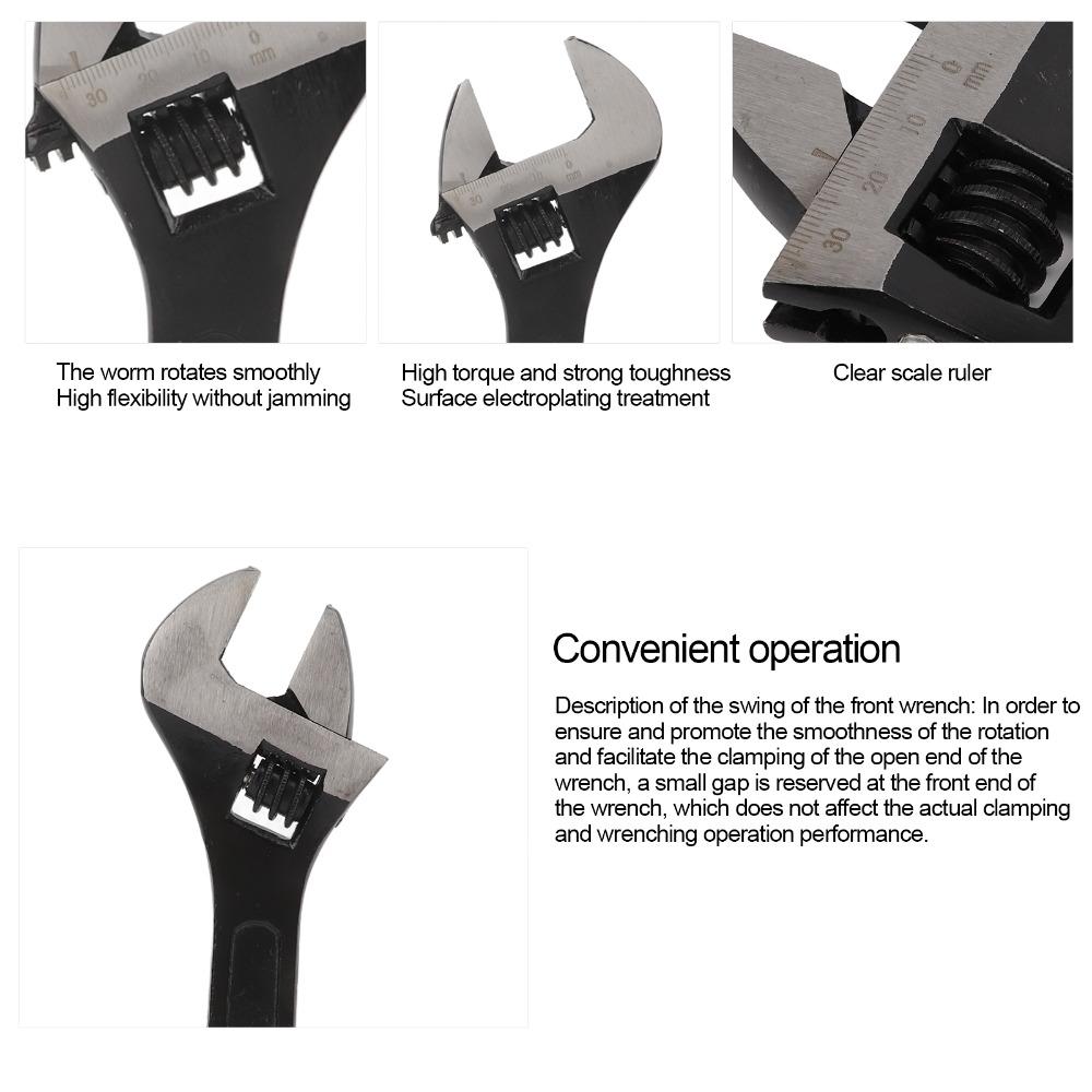 Adjustable Adjustable Wrench 45 Steel Open End Wrench Black Oxide Wrench  General Maintenance