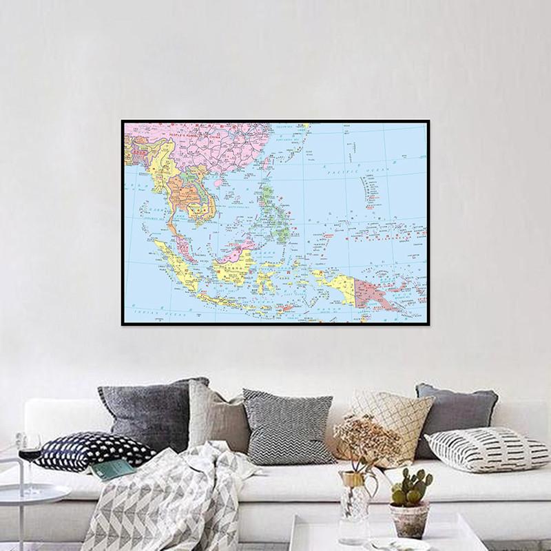 Many Styles The Southeast Asia Map,Chinese/English Bilingual,Wall Map Poster,Home School Classroom Decor,Travel Supplies