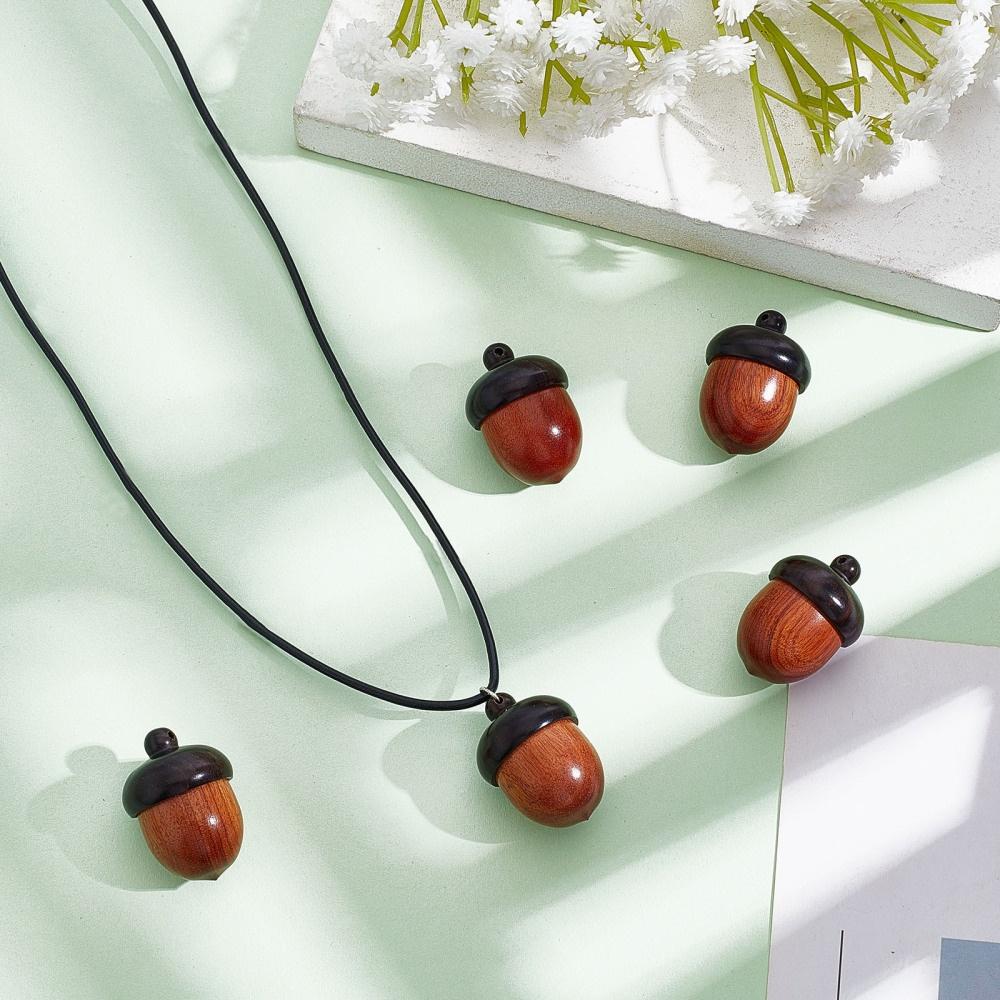 1pc Wooden Mini Acorn Pendants, Ebony Nut Box Charms, Detachable Keychain And Car Decoration