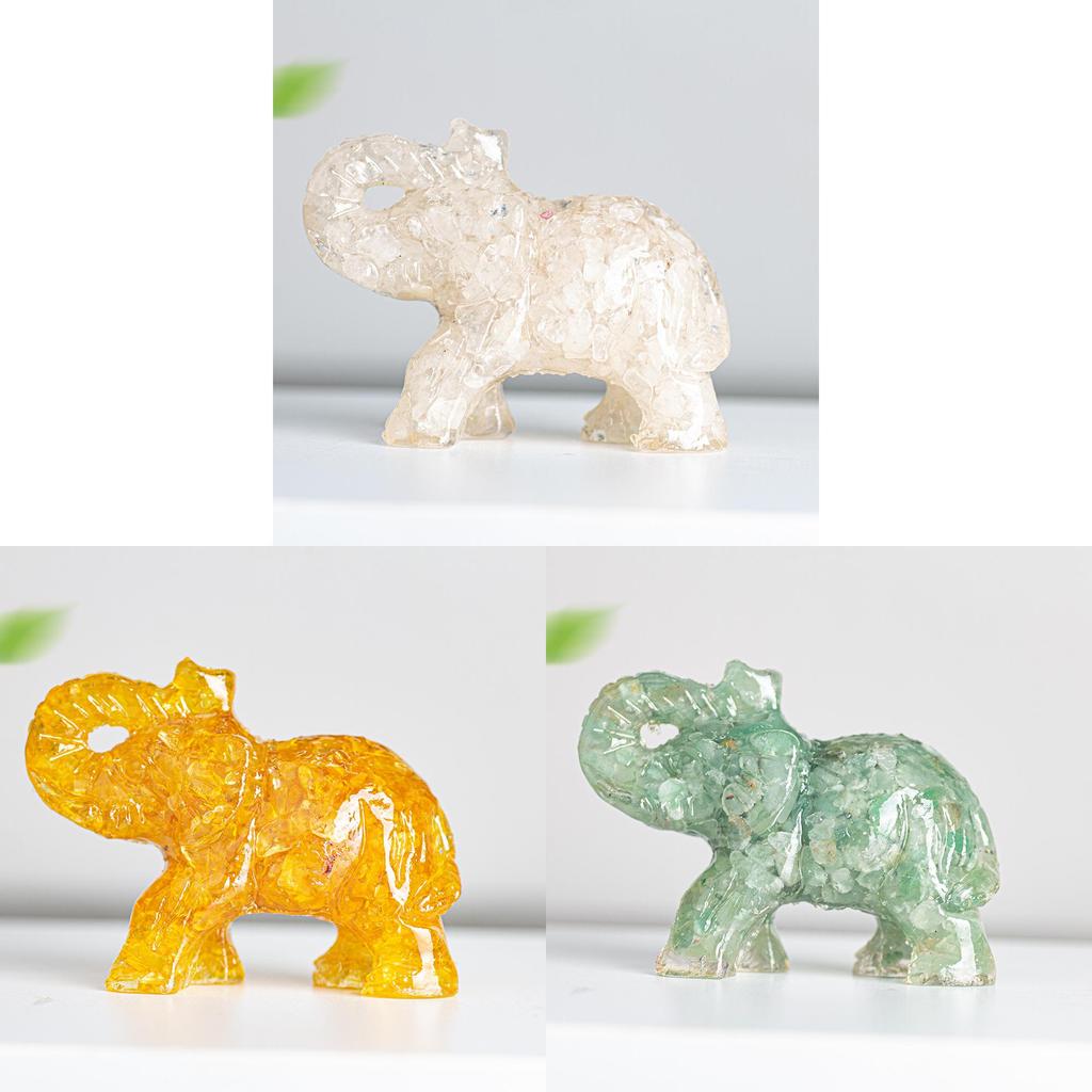 Crystal Elephant Resin Figurine With Semiprecious Stones For Office And Party Decoration