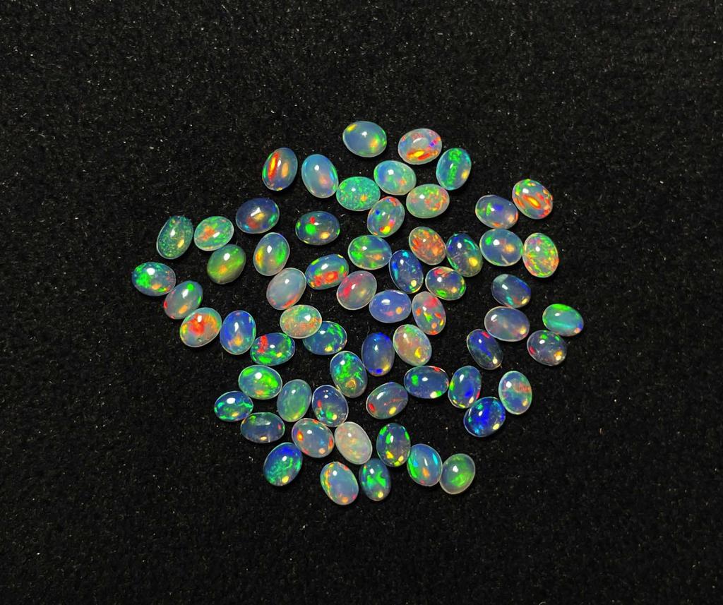 Natural Good Quality Ethiopian Opal Oval Cabochon Loose Gemstone Lot 15 Pcs 5*7 MM Opal Cabochon Gemstone For Jewelry Making