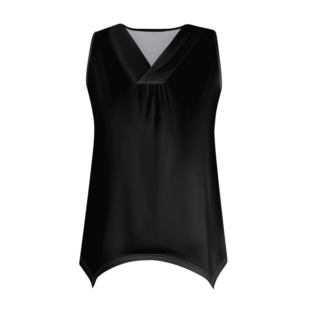 Women's Fashion Casual Color V-Neck Sleeveless Irregular T-Shirt Top