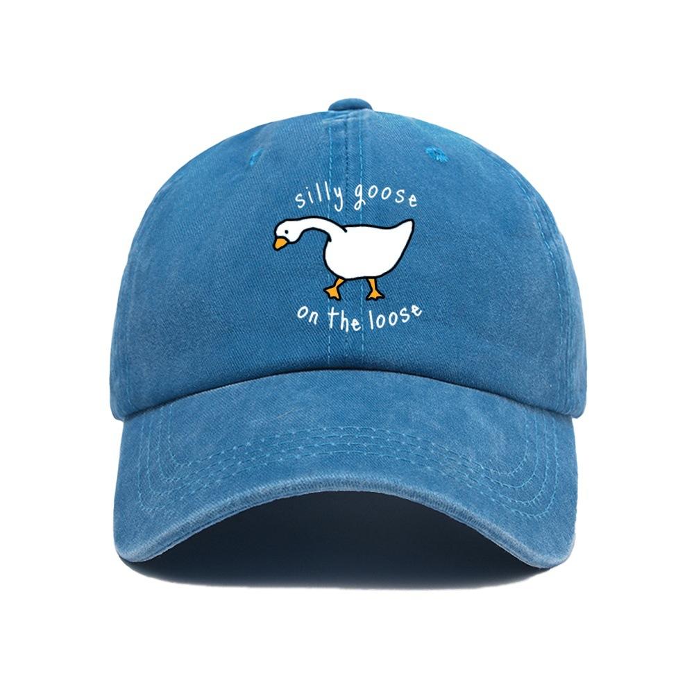 Große Gans Aufdruck Baseballkappe für Männer und Frauen, Kleine Frische Weiche Kappe mit Entenschnabel, Sonnenschutzmütze, Outdoor Sonnenschutz