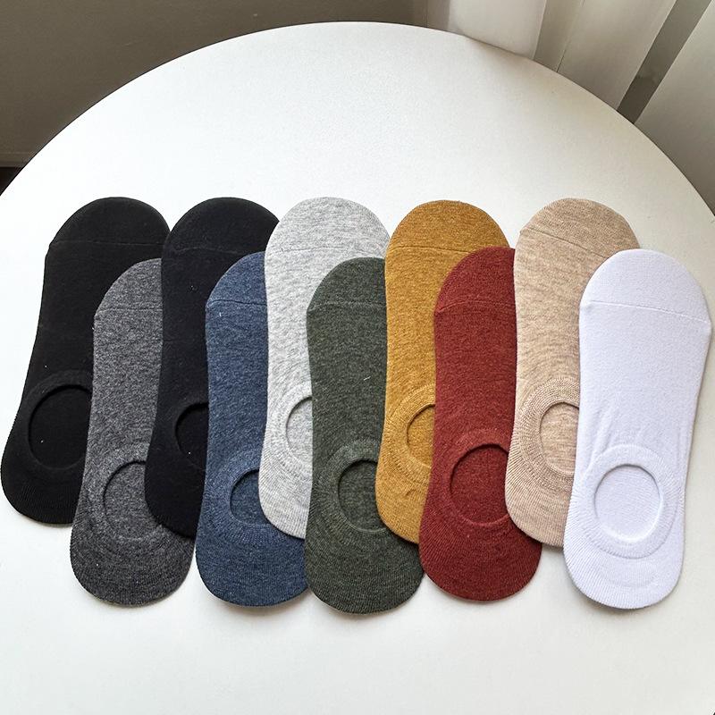 Men Summer All Kinds of Casual Solid Color Light Mouth Low Top Non Slip Silicone Invisible Boat Socks