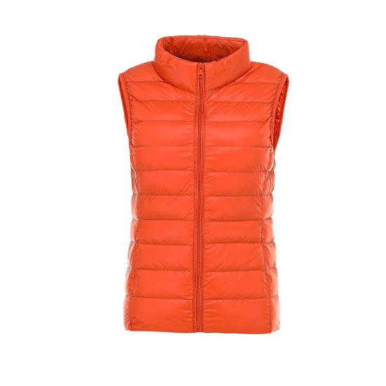 Women Down Vest Fluffy Filling Solid Color Stand Collar Sleeveless Waistcoat for Daily Wear