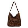 Leopard Print Suede Women's Bag - Autumn/Winter Large Capacity Retro Shoulder Bag, Trendy & Popular for Commuting.