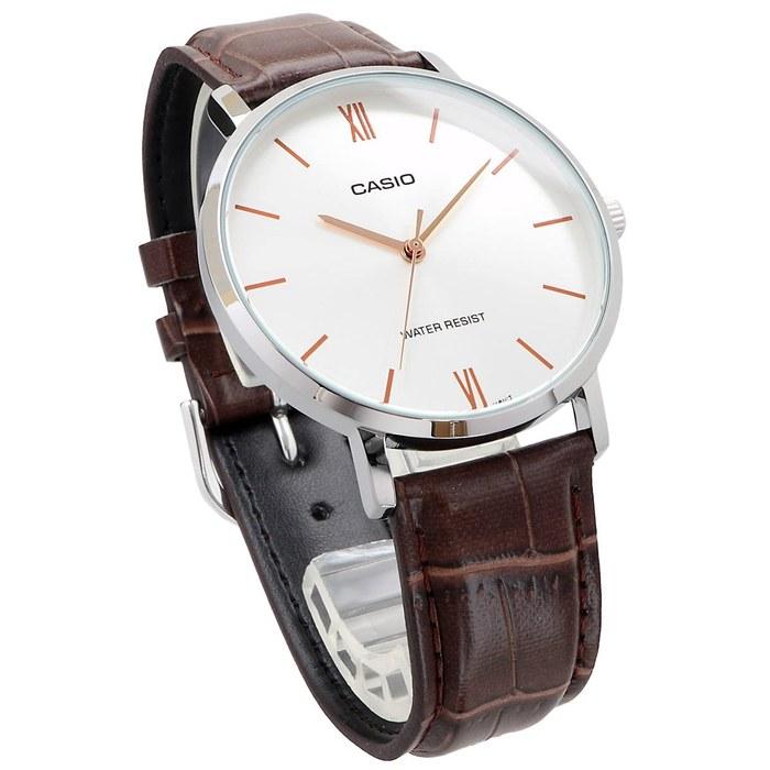 Casio Quartz Men's Watch MTP-VT01L-7B2 Silver with Brown Leather Band