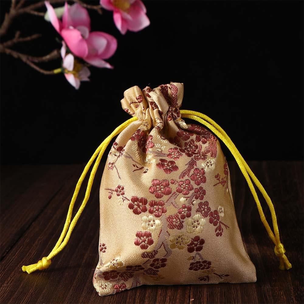 Favour Candy Gift Drawstring Embroidered Party Jewelry Packaging Bag Satin Pouch Storage Bag