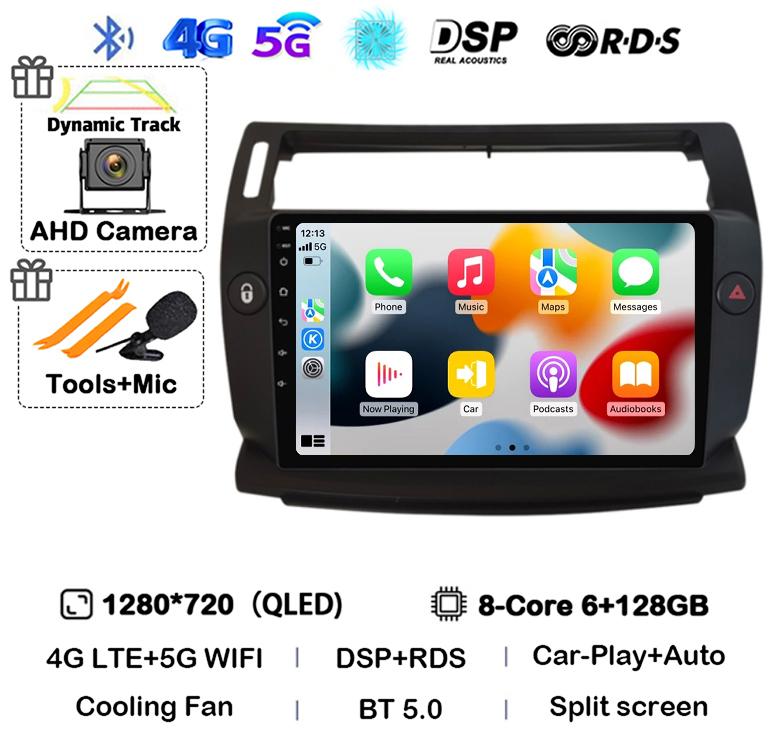 Android 14 Carplay For Citroen C4 C-Triomphe Quatre 2004-2014 Car Radio Multimedia 2Din DVD Audio Video Player Head Unit Stereo