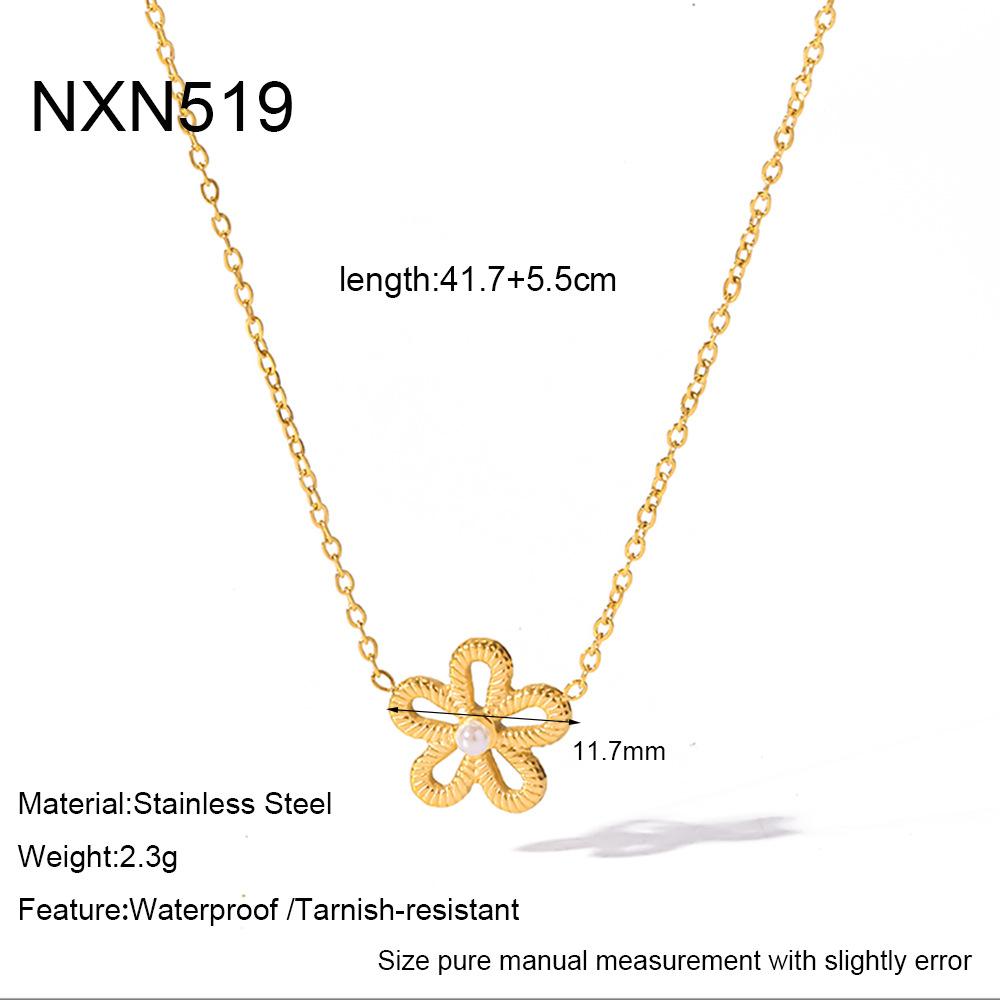 Ins Diamond-set Fashion Light Luxury Love Four-leaf Flower Petal Necklace Stainless Steel-plated 18k Gold Waterproof Jewelry