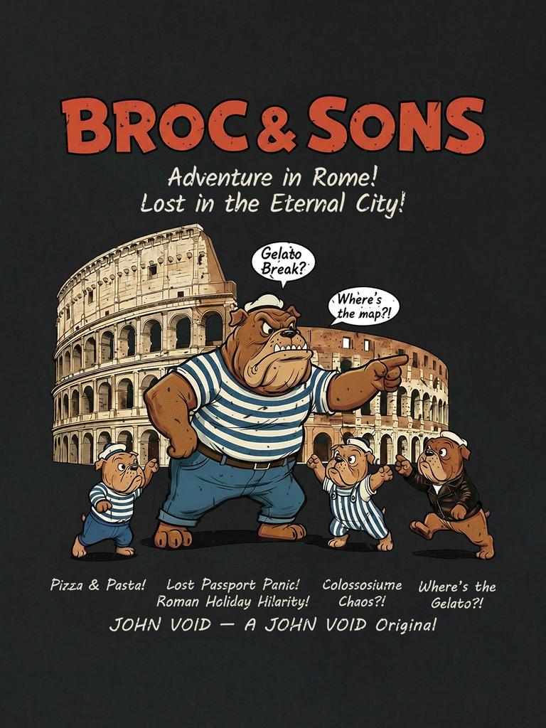 Seibeueodog Broc&Sons Rome Half-Sleeve T-Shirt (Kids & Unisex Size ~5Xl) (A Type)
