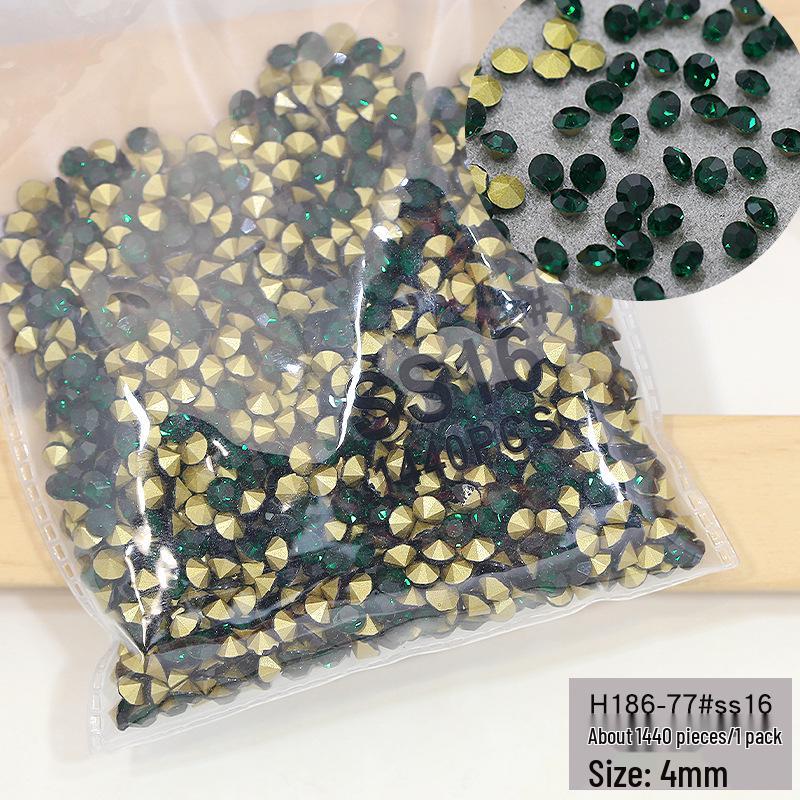 

Набор из 1440 штук изумрудных страз с круглым дном и острым верхом для украшения ногтей - Темно-зеленый
