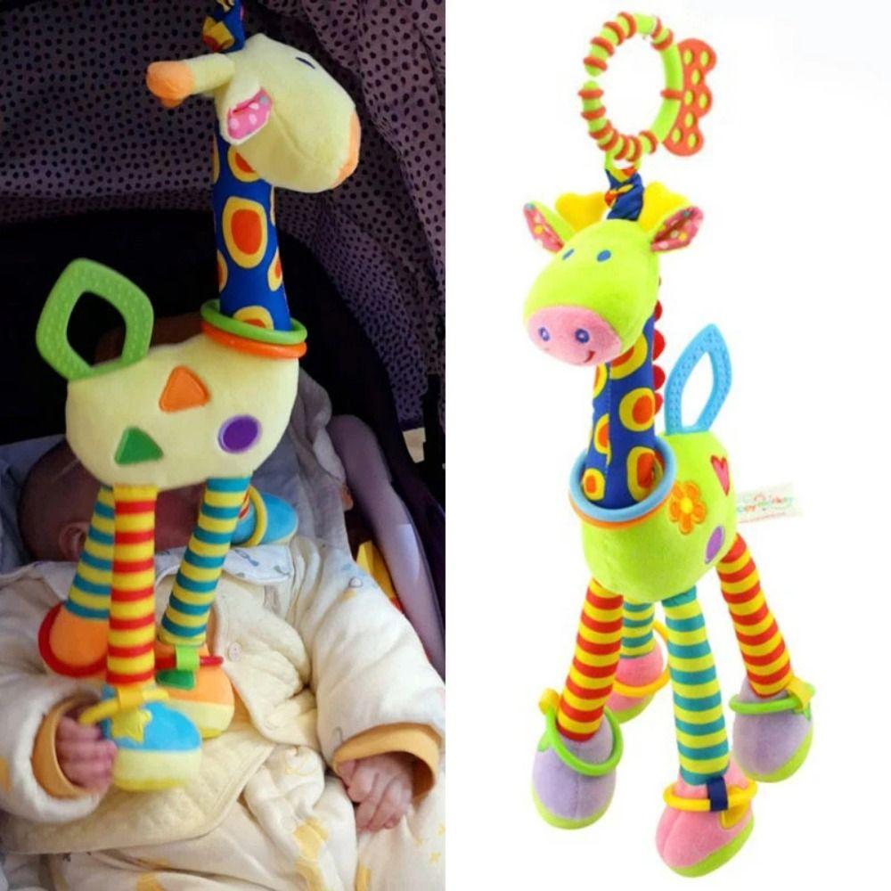 Early Education Giraffe Animal Handbells Plushies Doll Plush Rattle Teether Toys  Children Gift