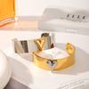  Stainless Steel Heart-shaped Two Tone Polished Open Bangle Hypoallergenic Jewelry Valentine's Day Mother's Day Gifts