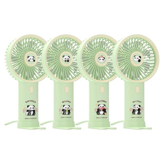 Portable Handheld Fan USB Rechargeable 3-Speed Cute Personal Mini Fan with LED Light Lightweight Quiet Cooling Fan with Phone Holder for Travel Office