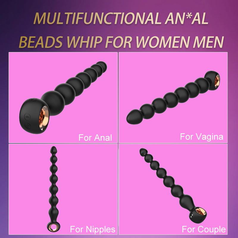 7 Beads Ribbed Silicone Anal Butt Plug Vibrator 10 Vibration Dildo Male Prostate Massager Adult Sex Toys for Men Women Couple Insert Masturbator 2026