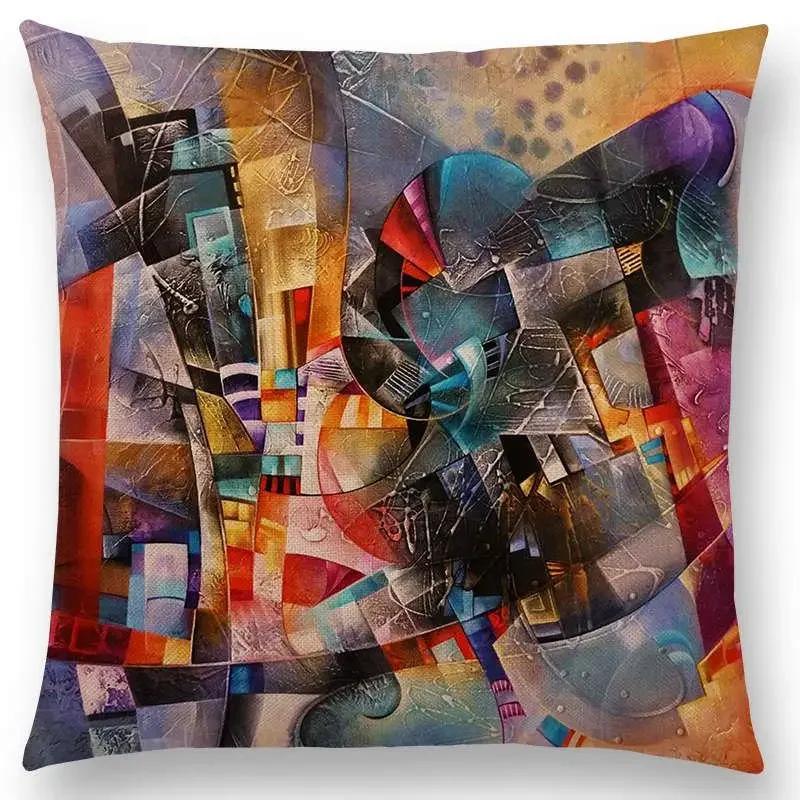 New Gorgeous Abstract Art Painting Mysterious Color Vortex Fantasy Geometry Retro Cushion Cover Car Sofa Throw Pillow Case