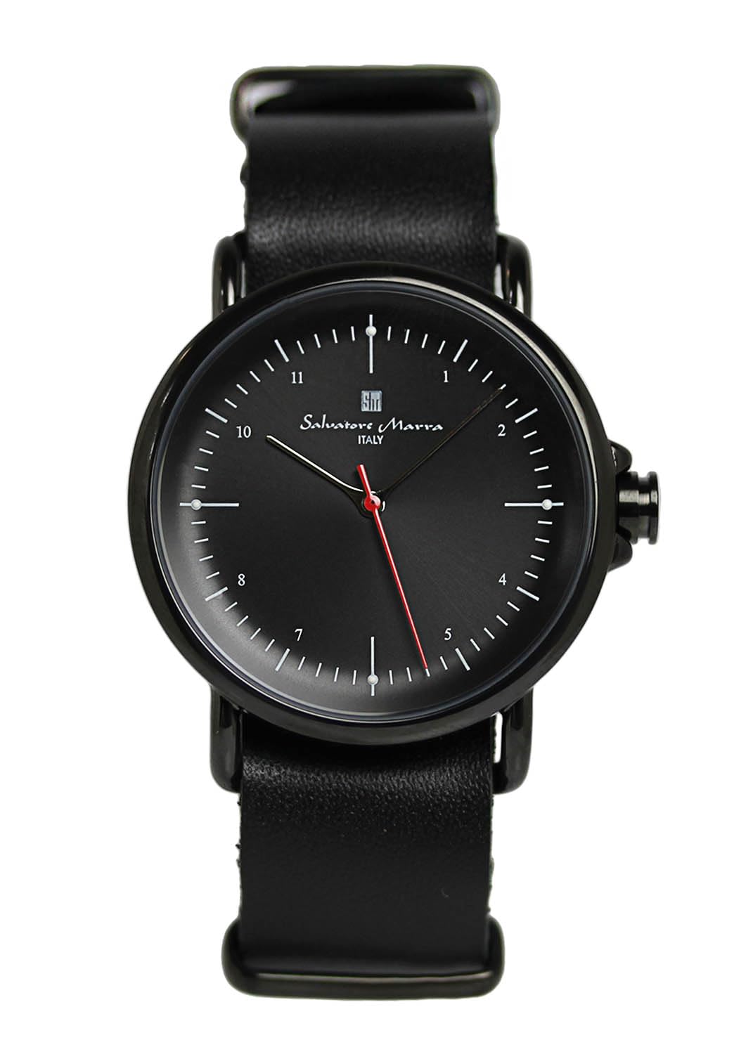 

Salvatore Marra and Leather Strap Popular and Men s Women s Watch, Simple, SM22104-BKBK