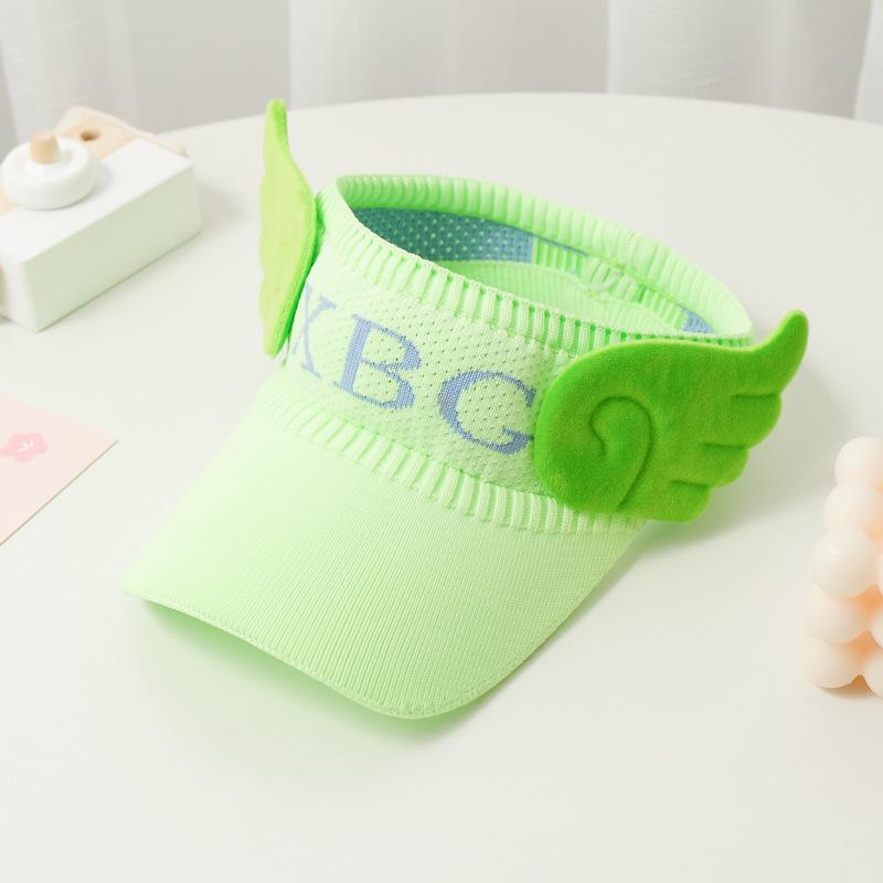Children'S Knitted Empty Top Hat Summer Sun Hat Cute Rabbit Ears Letter Wings Cool Hat Parent-Child Show Ponytail