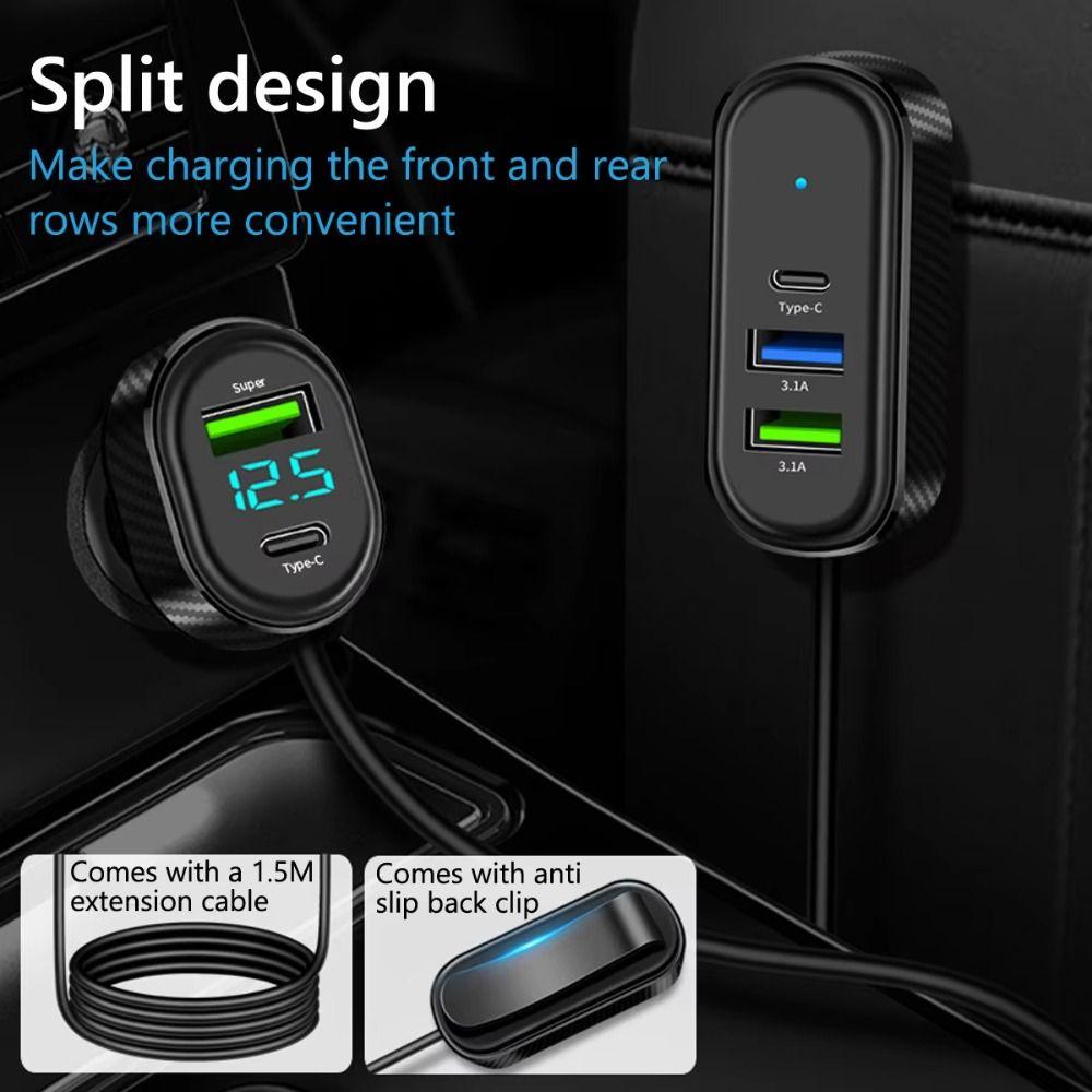 66W Car Phone Charger 5 In 1 Charging Adapter Split Type Car USB Charger