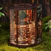 DIY Book House Kit with LED Light Handmade Vintage 3D Wooden Puzzle Bookstore Miniature Dollhouse Bookshelf Decoration Book Lover Gift