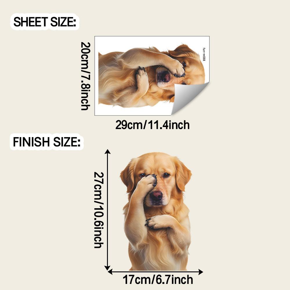 

Cartoon Golden Retriever Covering Eyes Bathroom Toilet Wall Sticker Self Adhesive Home Decor 20x29CM різнокольоровий