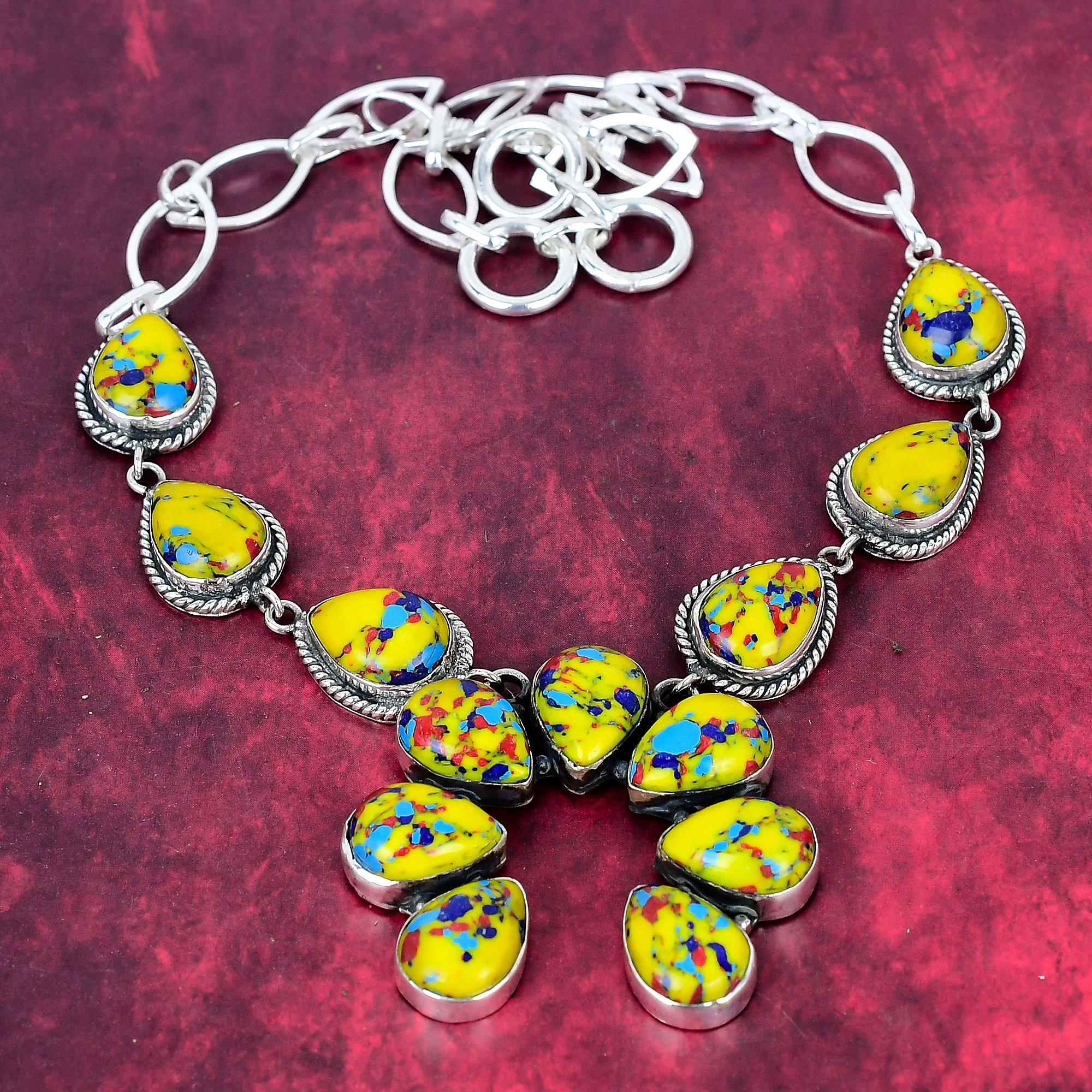 

Ballon Jasper 925 Solid Sterling Silver Necklace with Adjustable Chain, Handmade Gemstone Jewelry Necklace Gift For Love