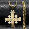 Christian Jerusalem Cross Pendant Necklace For Men Stainless Steel Bible Verse Lord's Prayer Chain Religious Jewelry Collar