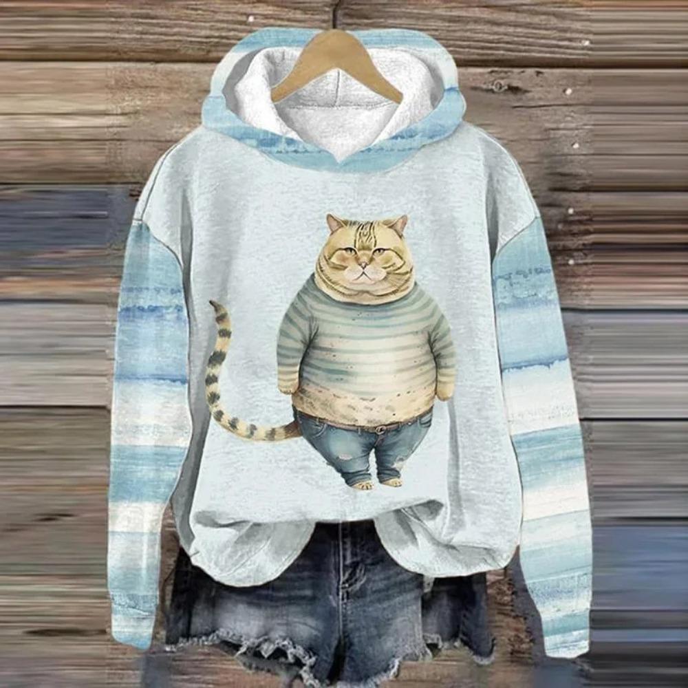 Fat Cat Dog Hoodies Animal 3D Print Women Men Casual Hooded Sweatshirts Streetwear Oversized Pullover Hoodie Top Female Clothing
