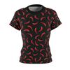 Chili Pepper Print T-Shirt: Retro Spicey Women's Tee