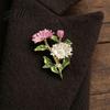 Windbreaker Brooch Pin Enamel Coloring Three Chrysanthemums Design Zinc Alloy