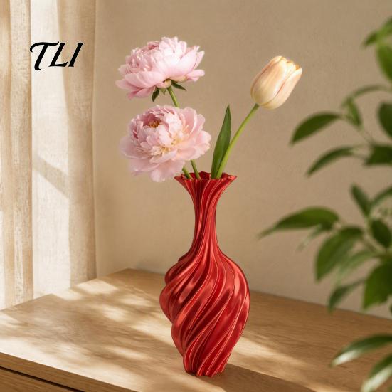 Kreatives Geschenk für Gartenliebhaber 3D-gedruckte dekorative Vase, verdrehtes Wirbeldesign, minimalistischer Tisch-Pflanzenbehälter, Hydroponik-Blume für Zuhause