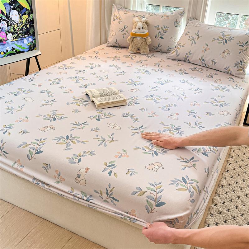 New Cotton Fitted Sheet Single Piece Printed Design Home Bedroom Fitted Sheet All-inclusive Anti-slip Bed Sheet
