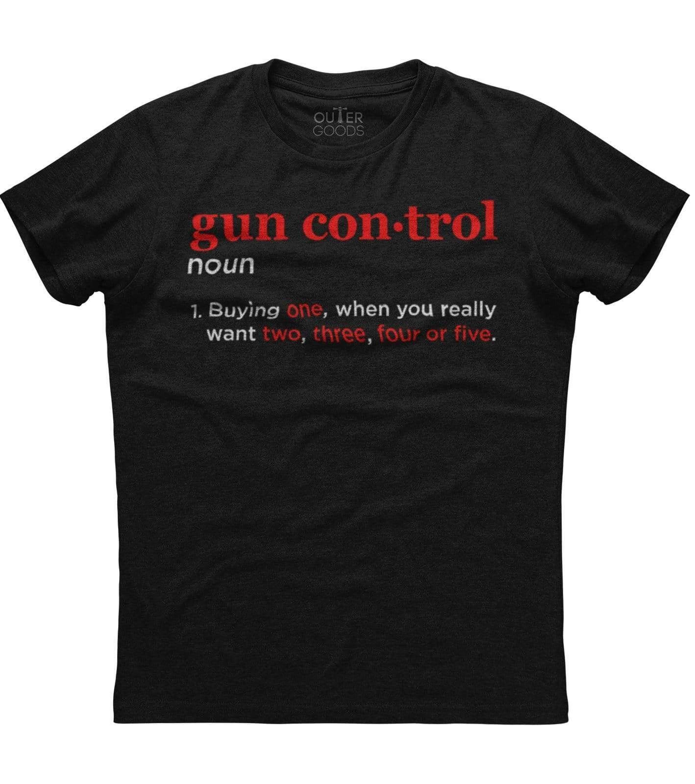 Gun Con.trol Noun, Distressed Print Men s New Patriotic Trending Black T-shirt XXL