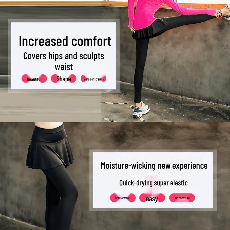 Women's Plus Size Two-Piece Look Yoga Pants - Trendy Autumn Sportswear for Running & Fitness