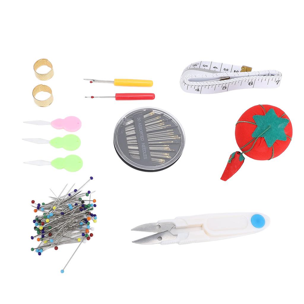 Sewing Pin Cushion Kit Cute Tomato Pin Cushion Glass Ball Head Pins Self Threading Needles Sewing Tool Set