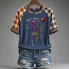 Women's Halloween Raglan Sleeve T-Shirt Neck Short Sleeve Printed Top