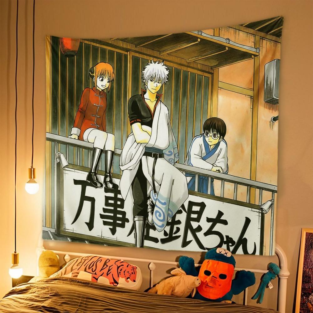 1pc Japanese Anime Tapestry GINTAMA Background Cloth Student Dormitory Bedside Bedroom Decoration Hanging Rental House Tapestry