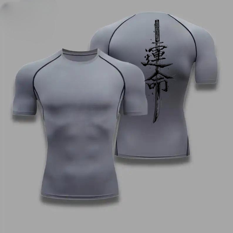 Men's Compressed Shirt Sports Quick Drying Fitness T-shirt Tight Sweat-Absorbent Jogging Cycling Outdoor 8 Colors Short Sleeve