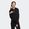 Adidas Neo Logo Print Cropped Sports Hoodie Women Tops Black GP5591