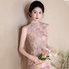 Pink Sleeveless National Style New Chinese Suzhou Long Cheongsam Improved Young 1011 New Women's High-end Summer