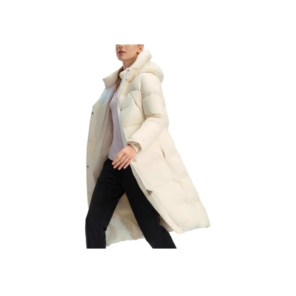 Fila Fitness Logo Comfortable Warm Casual Long Hooded Down Jacket Women Outerwear Vanilla-White A11W441908FIV