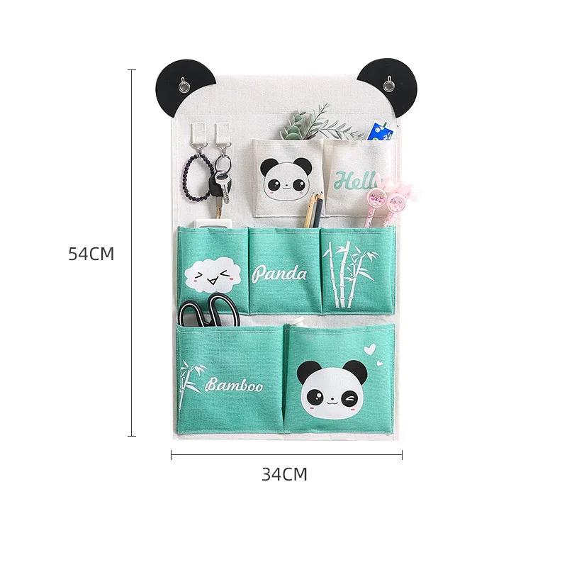 3/5 Pocket Wall Mounted Storage Hanging Bag Cloth Art Bag Cosmetics Toys Sundries Organizer Storage Bag Home Bedroom Hanging Bag