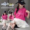 Girls' Short-Sleeved Set Summer 2026 New Item, Sweet and Fluffy Skirt for Big Children, Korean Style Outfit, Trendy and Fashionable Children's Trend