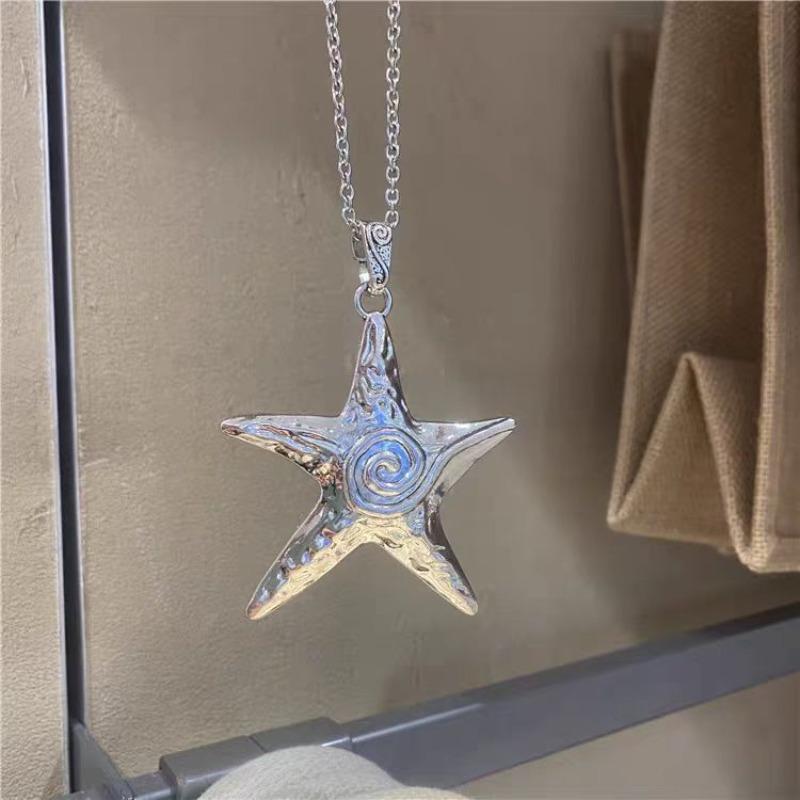 Серебряное колье-морская звезда женская летняя новая цепочка для свитера длинная высококачественная многослойная цепочка на шею свитера