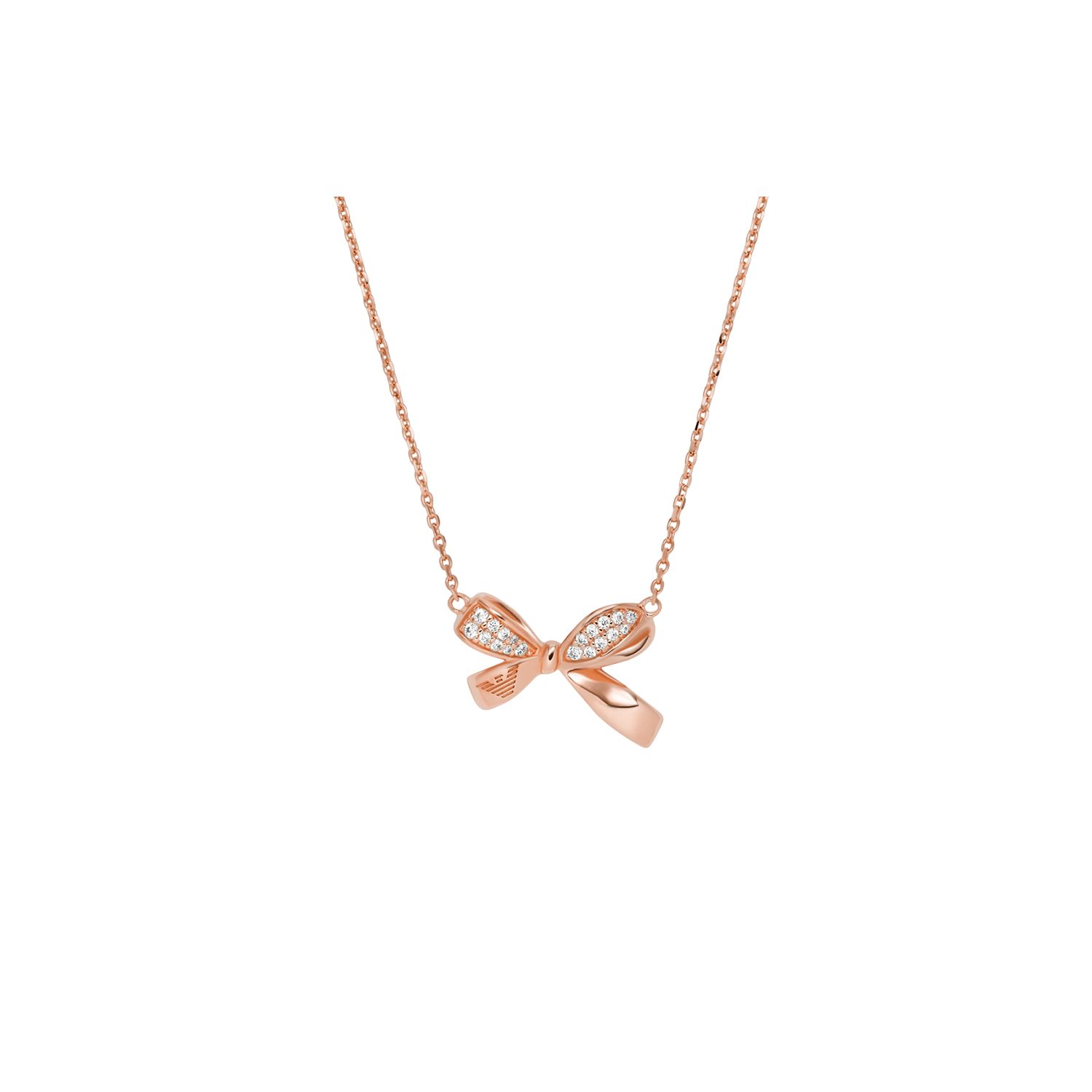 Emporio Armani Rhinestone Bow Pendant Necklace Women necklace Rose-Gold EG3543221 Basic Packaging